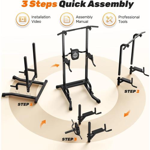 Sportsroyals Power Tower Pull Up Bar Station, 450LBS Stable Pull Up Dip Station for Home Gym Strength Training Equipment | FED Fitness