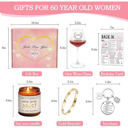 JWEX 60th Birthday Gifts Women, 60TH Birthday Gifts for Her, 60th Anniversary for Friends, Daughter, Sister Mom - Turning 60 Present