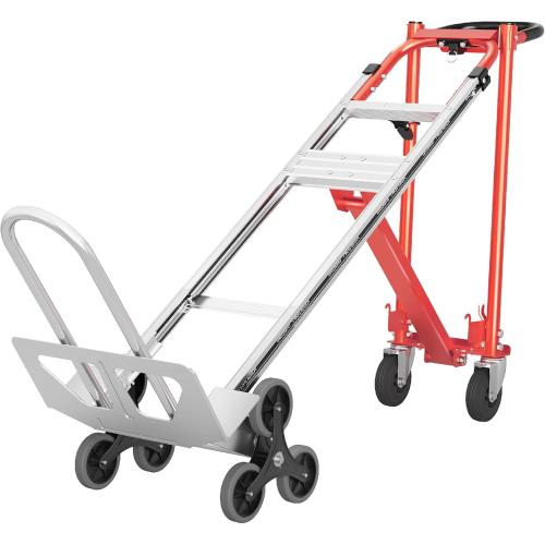 Convertible Hand Truck -1,000 lb Heavy-Duty Aluminum & Steel Dolly, 3-in-1 Mode with Stair-Climbing Wheels & 5 Swivel Casters for Warehouse, Moving, Delivery