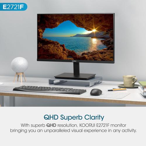 Size 27 KOORUI 27 Inch QHD (2560x1440) IPS Ultra-Thin Computer Gaming Monitor, 100Hz Refresh Rate, DCI-P3 95%, FreeSync & G-Sync, 1ms MPRT, VESA 100x100mm, Tilt Adjustable for Game and Work