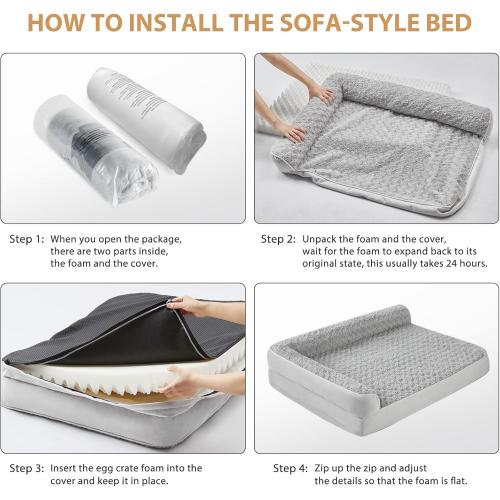 BFPETHOME Orthopedic Dog Beds for Large Dogs-Waterproof Sofa Dog Bed with Removable Washable Cover, Big Pet Bed with Waterproof Lining and Nonskid Bottom,Pet Bed for Large Dogs