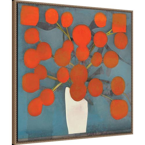 Amanti Art Framed Canvas Wall Art 30x30 Abstract Orange Flowers by Elena Ray, Framed Wall Art Canvas, Abstract Artwork, Traditional Decor, Large Poster Painting for Living Room, Bedroom, Bathroom