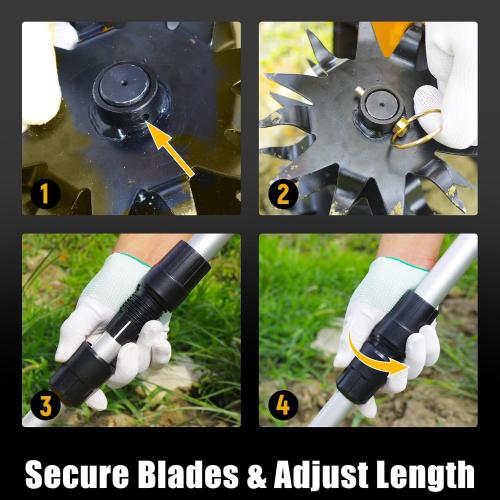 RETEK Adjustable Cordless Tiller, Compatible with Dewalt 20V Battery(Tool Only), 360RPM Electric Garden Tiller, 9.06In Tilling Width & 7.09In Depth, Portable Tiller for Flower Beds/Plant Cultivation