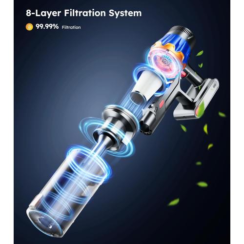 Cordless Vacuum Cleaner,Upgraded 50KPA 600W 70 Mins Stick Vacuum with Self-Standing,Touch Screen, Rechargeable, Lightweight,Anti-tangle Wireless Vacumm,Vacuum Cleaners for Home/Pet Hair/Carpets/Floors