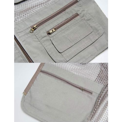 Size L Locachy Men's Summer Outdoor Work Safari Hiking Travel Photo Fishing Vest with Pockets