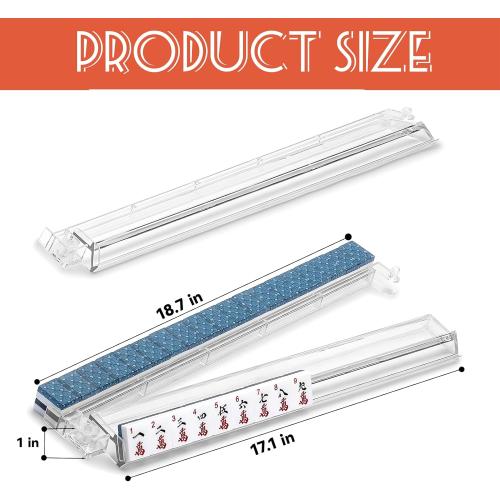 Mahjong All-in-One Tile Rack & Pusher, Clear Acrylic Mahjong Rack and Pusher Combo, Modern American Majiang Tile Racks Set of 4 (Clear)