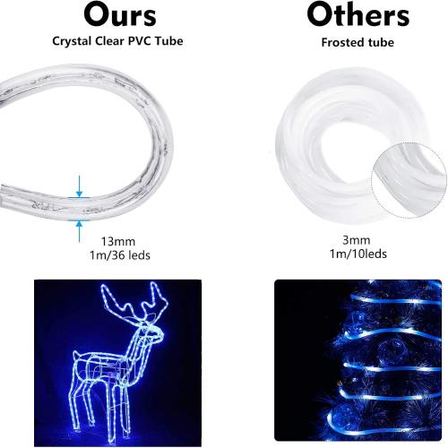 Brizled Color Changing Rope Lights, 18ft 180 LED RGB Rope Lights, Connectable Christmas Light Indoor Tube Lighting with Remote Outdoor White Tube Light Waterproof Color Outdoor Lighting for Xmas Decor