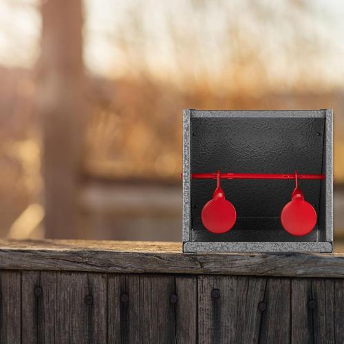 BB Gun Target Trap with Catch Box & 20 PCS Shooting Paper, Airsoft & Pellet Gun Shooting Catcher, with Spinning Metal Silhouettes Targets, for Backyard, Indoor - Small Size