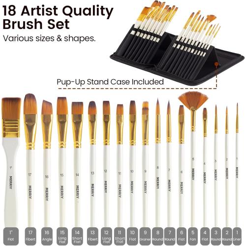 MERRIY 80-Piece Acrylic Paint Set, Artist Painting Supplies Kit with Tabletop Sketch Box Easel, 48 Colors Acrylic Paints,11x 14Stretched Canvas &More, Premium Acrylic Painting Set for Adults