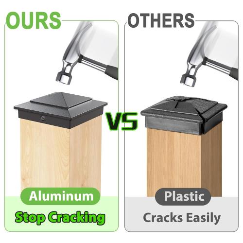 12 Pack Pyramid Aluminum Post Caps for 4x4 Wood Posts (Actual 3.5 x 3.5), Durable Powder-Coated Fence Post Caps for Deck, Patio, Fence, Weather-Resistant, Rust-Proof PC44