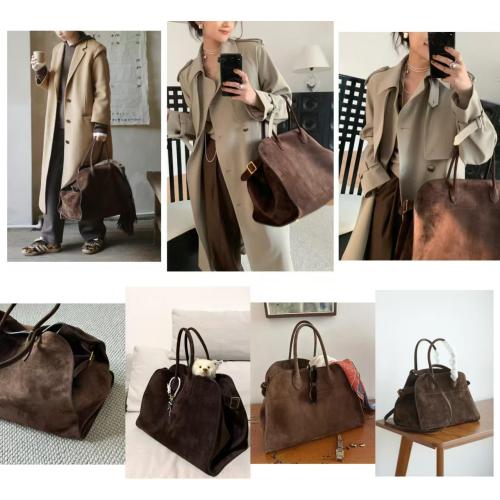 Brown Faux Suede Handbag Tote Hobo Bag for Women 2026, Women'S Top-Handle Handbags, 15” or 17” Large Capacity