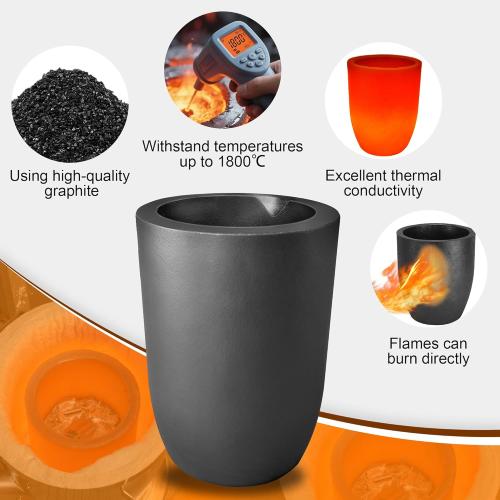 Nelyrho 6kg Premium Graphite Crucible, Silicon Carbide Clay Crucible Cup for Melting Casting Refining Aluminum, Gold, Silver, Copper, Brass, Withstand High Temperature 1800℃/3272℉