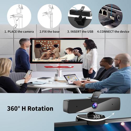 Webcam with Microphone and Privacy Cover, FHD Webcam 1080p, Desktop or Laptop and Smart TV USB Camera for Video Calling, Stereo Streaming and Online Classes