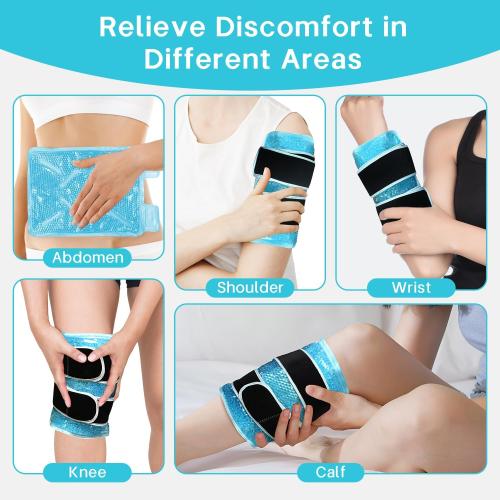 Ice Pack for Knee Pain Relief Reusable Gel Ice Wrap for Leg Injuries Swelling Knee Replacement Post-Surgery Recovery Adjustable Cold Therapy Wrap for Arthritis Meniscus Tear and ACL (Blue)