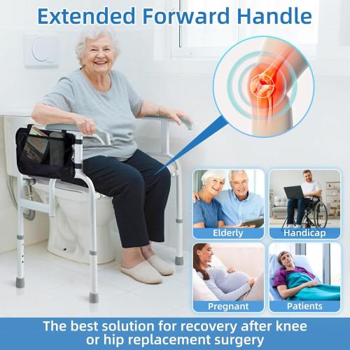 Heavy-Duty Bedside Commode 3-in-1Toilet Commode Chair Extra-Wide Seat 500 Pound Weight Capacity Bucket with Lid Included Adjustable Height & Width for Seniors Disabled Patient Home Care