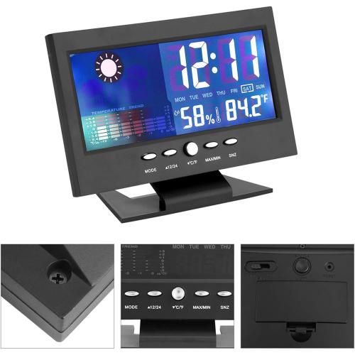 Temperature Humidity Clock with Alarm, Calendar, Weather Forecast for Home