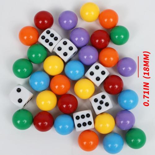 Large Size18MM 30 Wahoo Board Game Replacement Marbles 5 Each of 6 Colors 6 Dice and a Play Bag for Wahoo Board Game.(0.71 inches)