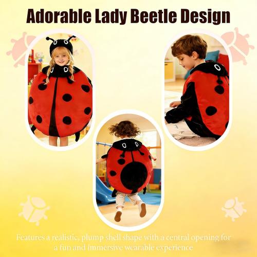 Wearable Lady Beetle Pillow, Giant Wearable Pillow Beetle-Inspired,Removable Oversized Lady Beetles Decorative Pillows,Funny Big Bug Plush Cushion for Kids and Adult (100CM / 40In)