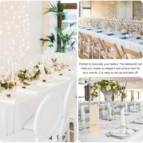 4 Pack Rectangle Tablecloth 90x132Inch White Washable Polyester Table Cover for Wedding Dining Table Buffet Parties Banquet Decoration（White）