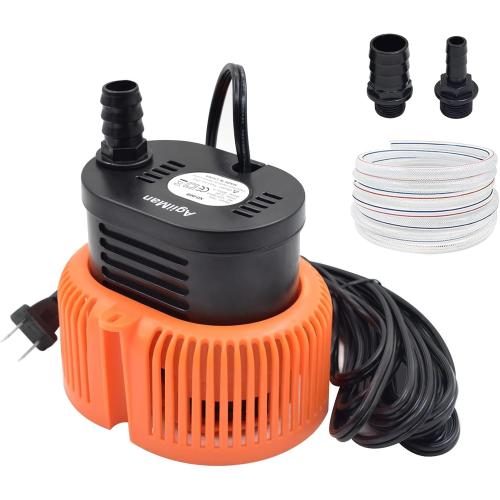 AgiiMan Pool Cover Pump Above Ground - Submersible Swimming Sump Inground Pump, Water Removal with 16' Drainage Hose and 25 Feet Power Cord, 850 GPH, 3 Adapters