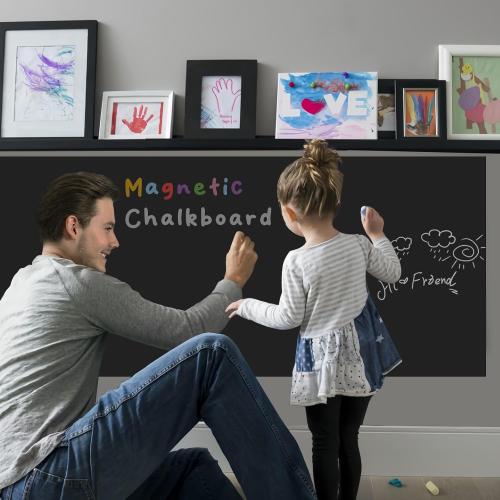 YOUNGJQ Magnetic Chalkboard for Wall 60 x 36 Self Adhesive Blackboard Wallpaper Peel and Stick Wall Decal Roll with Starter Kit for Home School