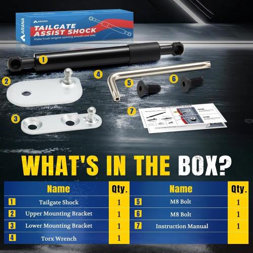 ARANA Tailgate Assist Shock for Ford Ranger, 2019-2024 Ford Ranger Tailgate Soft Open Accessories, 43206 Truck Tail gate Damper(All Tools Provided)