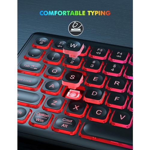 Wireless Keyboard - RGB Backlit, Rechargeable & Light Up Letters, Full-Size, Ergonomic Tilt Angle, Sleep Mode, 2.4GHz Quiet Keyboard for Mac, Windows, Laptop, PC - missing mouse