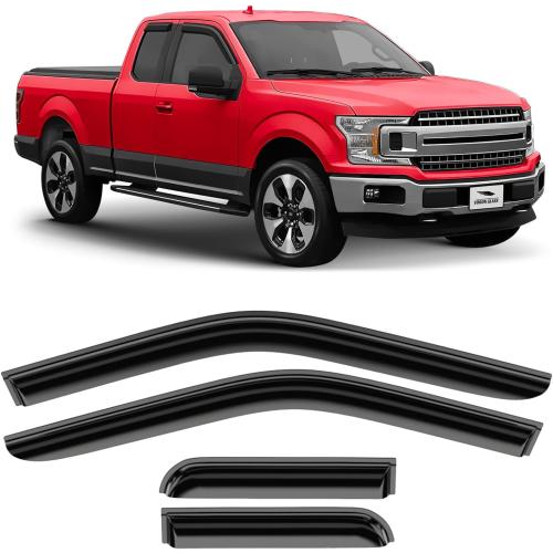 Voron Glass Tape-on Extra Durable Rain Guards for Trucks Ford F-150 2015-2025 SuperCab, Window Deflectors, Vent Window Visors, 4 Pieces - 130021
