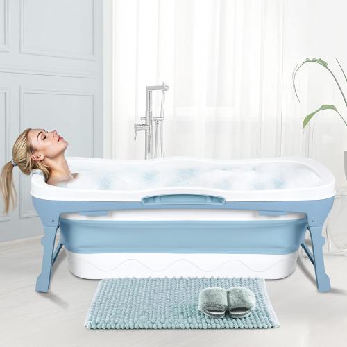Portable Bathtub for Adult, 56'in Foldable Collapsible Tub, Ergonomically Designed Pop up Bathtub, For the Ultimate Relaxing Soaking Bath, Ideal for Small Spaces - Quick, Effortless Using Bl