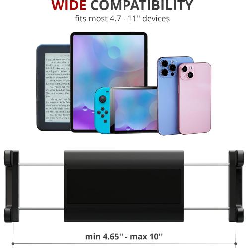 X-Protector Tablet Stand for 4.7 - 11 Devices - Holder for Bed with Cable Clips & Power Bank Holder - Mount Compatible with iPad Air/Pro/Mini, Amazon Kindle/Fire HD, iPhone