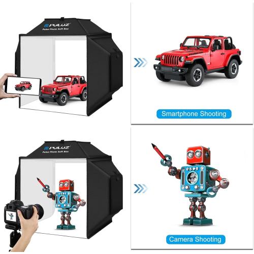 PULUZ Upgraded 16x16 inch Photo Light Box, 480 LEDs Photo Studio Tent Soft Box, CRI 95  Dimmable Shooting Box with 4 Backdrops for Product Photography