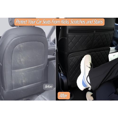 2 Pack Seat Back Protector for Kids, Car Kick Mats Back Seat with Organizer | Waterproof, Protects Against Dirt, Scuffs & Scratches, Easy to Install and Clean, Fits Most Vehicles
