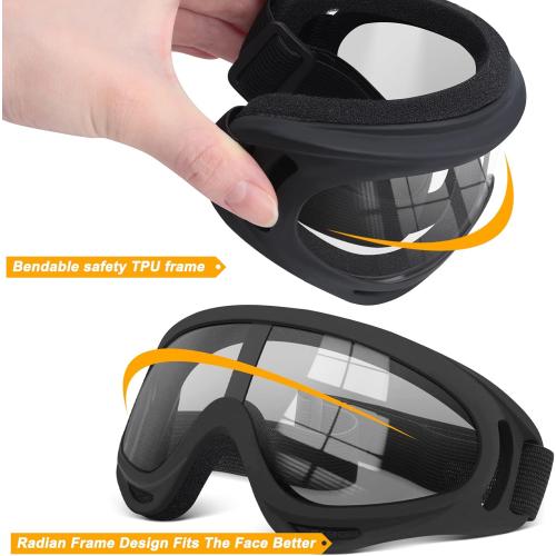 OXG 2 Pairs Motorcycle Goggles Fit Helmet, ATV Ski Goggles Anti-UV Dustproof Windproof Dirt Bike Goggles for Youth Men Women