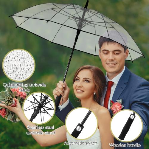 12 Pcs Wedding Umbrellas Bulk, 41 Inch Wedding Stick Umbrellas with Wooden Handle