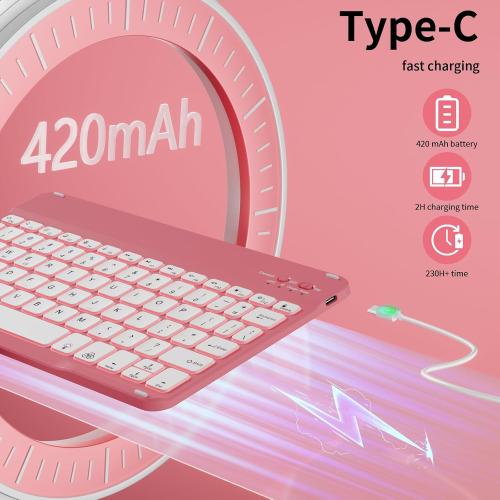 for iPad 10th 11th Generation Case with Keyboard, Folio Cover with Pencil Holder, 7 Colors Backlit Wireless Detachable Keyboard for iPad 11 inch A16 2025 10th Gen 10.9 Inch 2022, Red