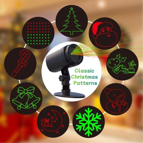 Laser Christmas Projector Lights Outdoor, Waterproof with Remote, Multiple Classic Christmas Patterns for Garden Outdoor, Indoor Home Party Christmas Décor Christmas Gift