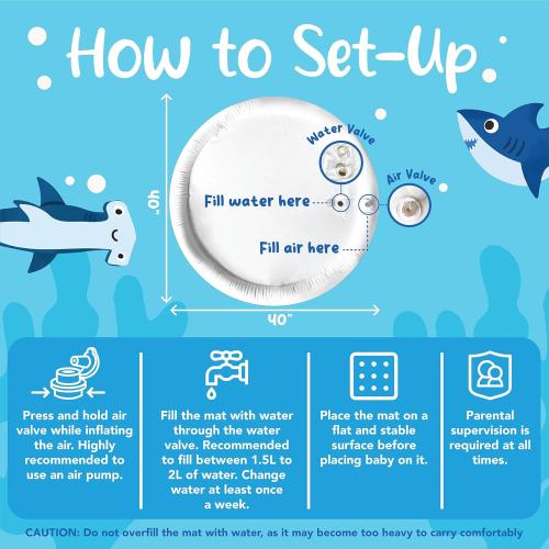 Tummy Time Water Mat for Babies - Xtra Large Sensory Baby Water Mat for Tummy Time & Motor Development - Leak-Proof Water Pad, Durable Infant Water Play Mats for Baby Boys & Girls 3 Months