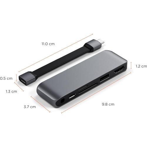 Satechi USB-C Mobile Pro SD Adapter with USB-C PD Charging, 4K HDMI, USB 3.0, Micro/SD Card Readers & 3.5mm Headphone Jack - M2/ M1 iPad Pro, M1 iPad Air, iPad mini and More