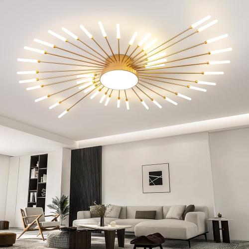 ziidoo Modern Ceiling Light, 42 1 Lights Metal Firework Designed Chic Led Lighting Fixture for Farmhouse Kitchen Dining Room Bedroom Hallway Living Room (Gold and Dark Gold)