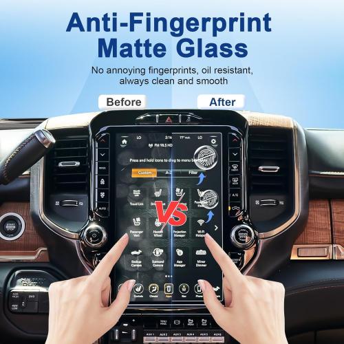 Anti-Glare Matte 2019-2026 Ram 1500/2500/3500 Screen Protector, for Ram Trucks 12-inch Touchscreen (Laramie/Rebel/RHO/Limited/TRX), 9H Tempered Glass 2025 Ram Accessories Anti-Fingerprint 12