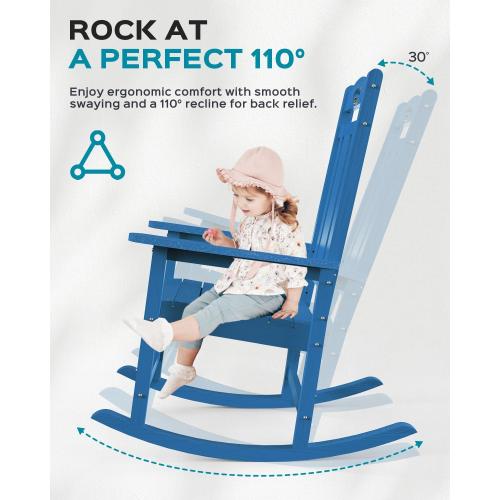 Ciokea Outdoor Rocking Chair, Navy Blue HDPE Rocking Chairs for Outside, All-Weather Comfortable Patio Rockers for Front Porch Deck Balcony