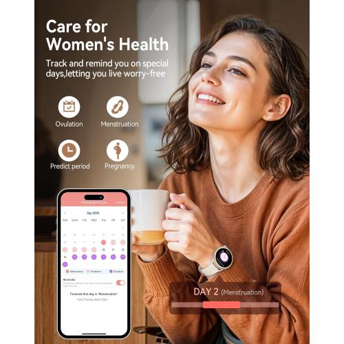 Smart Watches for Women(Answer/Make Calls), 1.27'' AMOLED Screen Activity Trackers with Heart Rate/Sleep/SpO2 Monitor, Smartwatch for iPhone/Samsung/Android, 120  Sport Modes IP68 Fitness Watch 3Bands