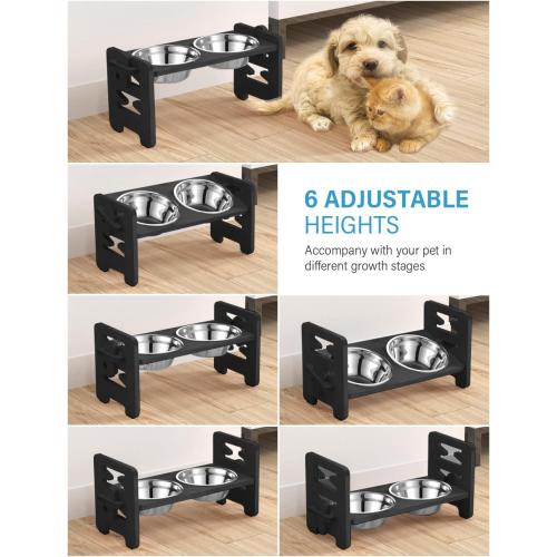 Vantic Elevated Dog Bowls, Raised Dog Bowl Stand Adjustable Small, Black