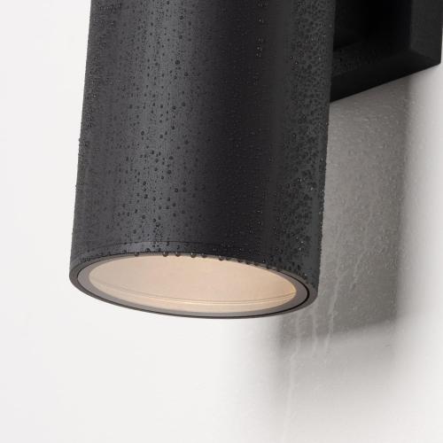 mirrea 18 Modern Outdoor Porch Light in 2 Lights, Matte Black, 2 Pack | Aluminum cylinder exterior fixtures, tempered glass cover, waterproof wall sconce & patio light for outdoor use.