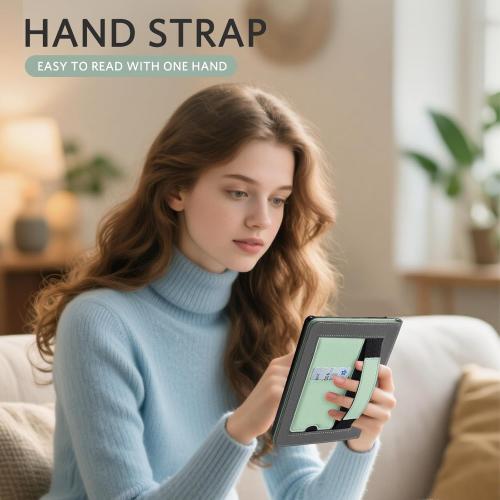 CoBak Stand Case for Kindle Paperwhite 12th Gen (7, 2024, SA568B SA569P) and Kindle Colorsoft Signature Edition – Not for 6.8 and 6 Models, Hand Strap, Auto Sleep Wake, Hard Shell, Snut Fit, Sage