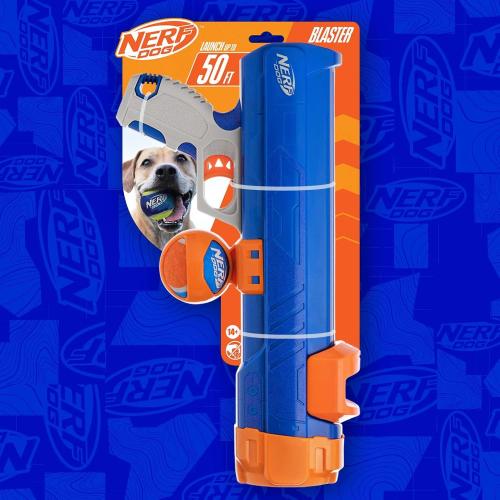 Missing Ball....Nerf Dog Tennis Ball Blaster Dog Toy Blue/Orange, 16 Inch Compact Blaster with