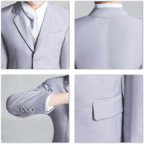 Size L color 3PCS Boys Formal Suit Jacket, Pants and Shirt Set Grey