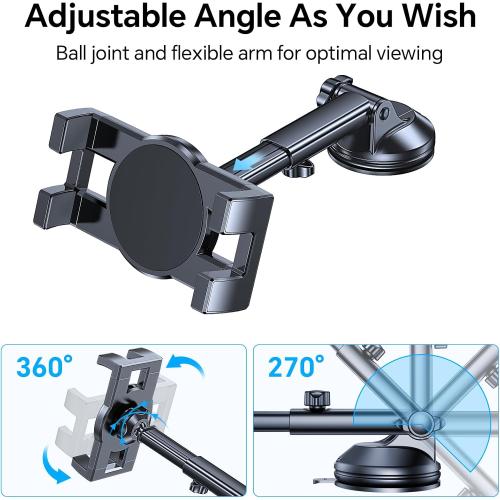 Tablet Holder for Car ipad Holder for Car【Windshield Dash】Suction Cup ipad Mount for Truck Stand【360° 】Tablet Car Mount soporte para tableta para auto for All 4.7-12.9 Apple iPad Samsung Galaxy Tab