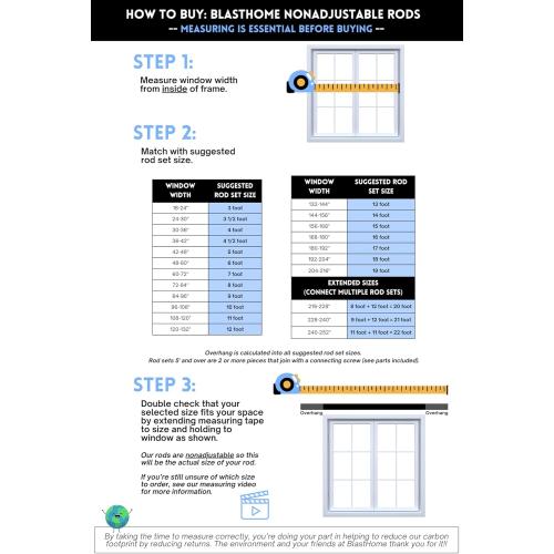 BlastHome® Non-Adjustable Luxury Curtain Rods for Windows, 1 ¼” Rod Set, 9 foot Fixed Length (Two Rods Connect for a Seamless Look), Oil Rubbed Bronze