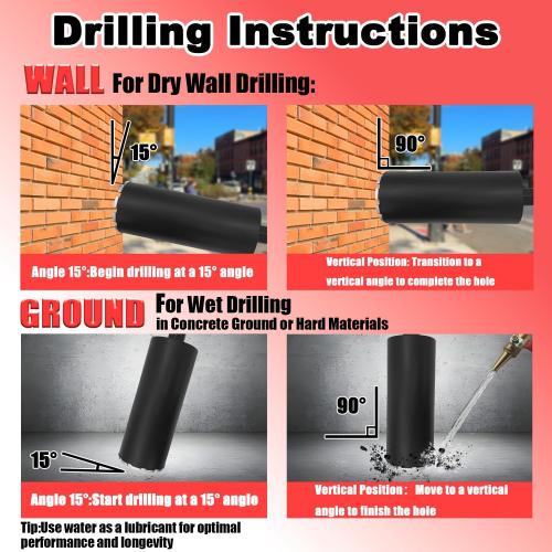 6 Diamond Concrete Core Drill Bit, 1-1/4-7 Thread Laser Welded Core Bit, 17-3/4 Drilling Depth High-Performance Core Drill Bit for Concrete, Stone, Brick, Floors and Masonry Wall